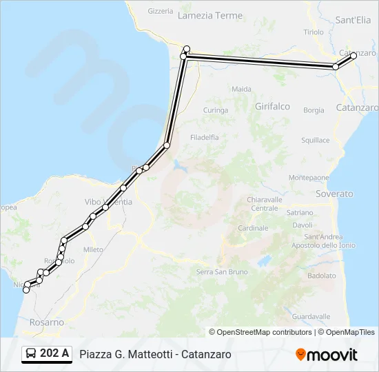 Percorso linea bus 202 A