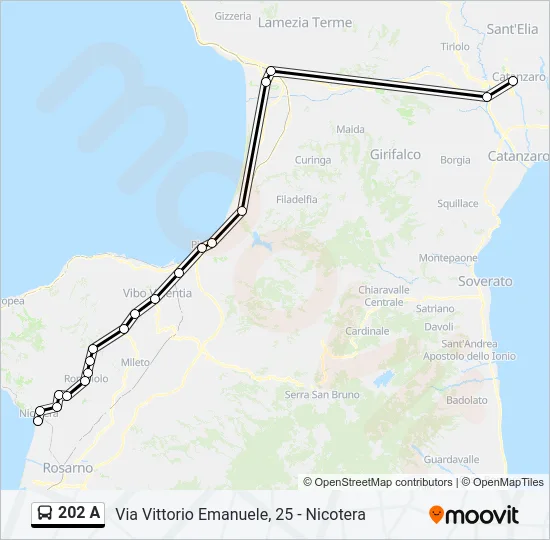 Percorso linea bus 202 A