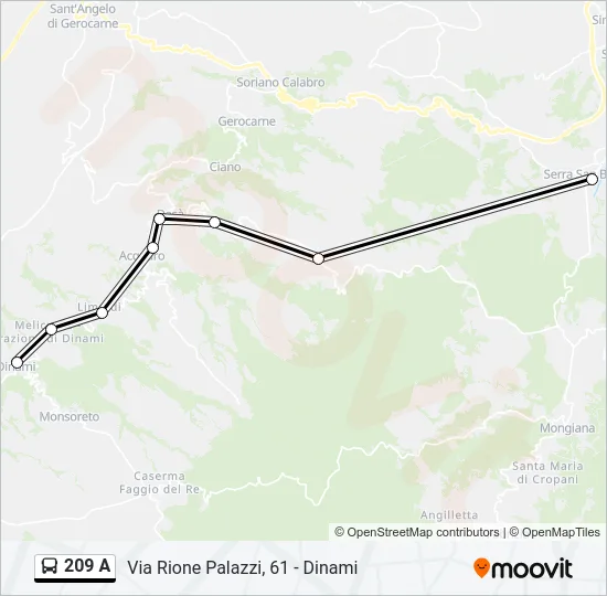 209 A Bus Line Map