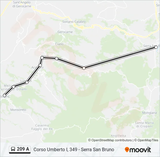 209 A Bus Line Map