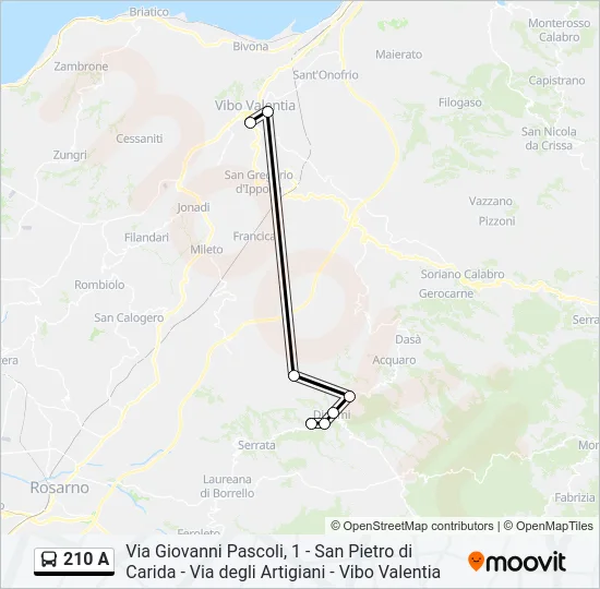 210 A Bus Line Map