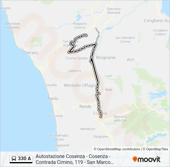 330 A Bus Line Map