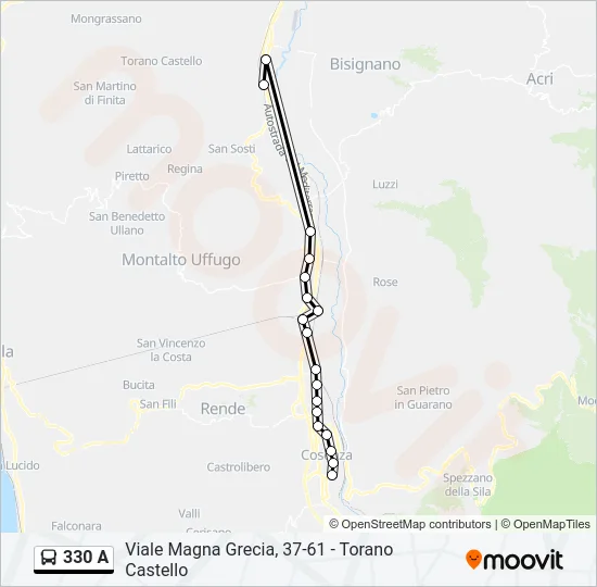 330 A Bus Line Map