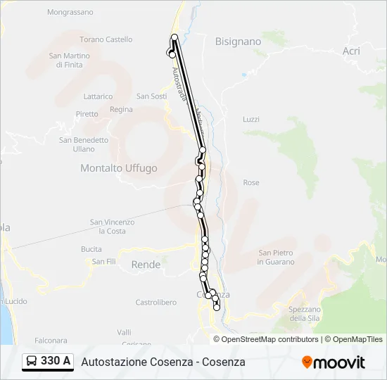 330 A Bus Line Map