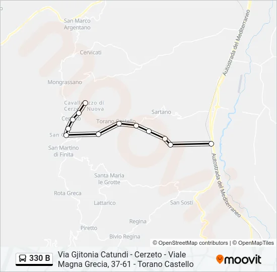 330 B Bus Line Map