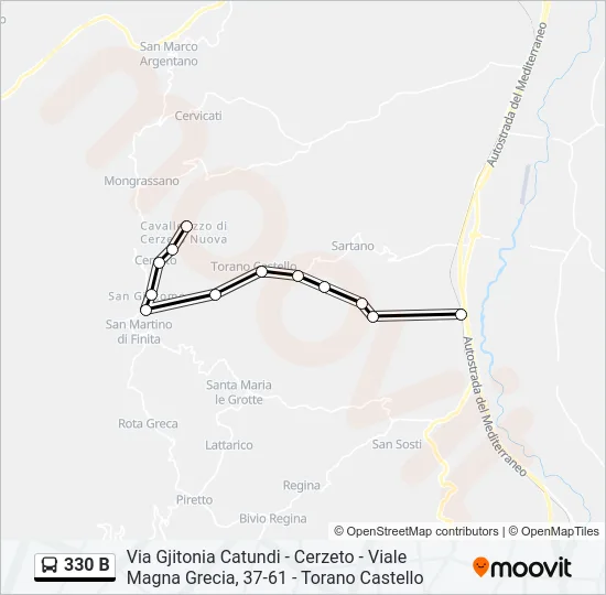 330 B Bus Line Map