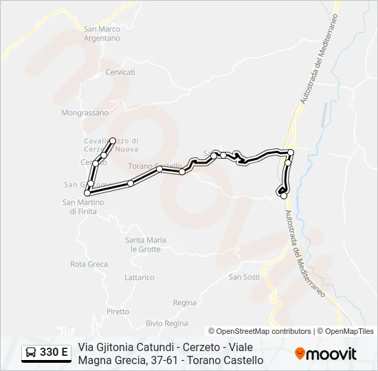 330 E Bus Line Map