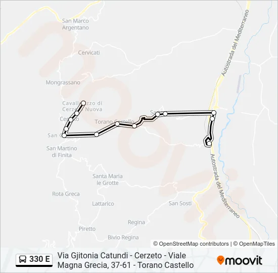 330 E Bus Line Map