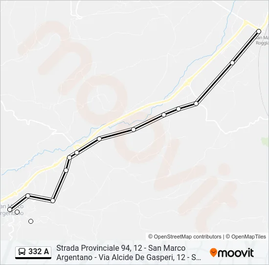 332 A Bus Line Map