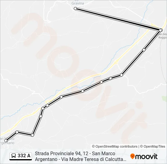 332 A Bus Line Map