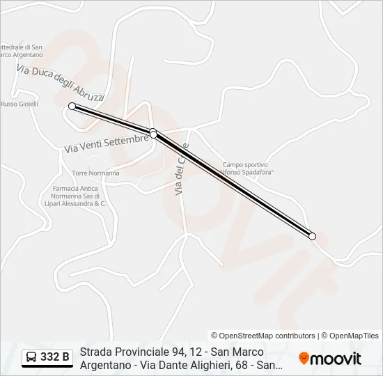 332 B Bus Line Map