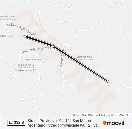332 B Bus Line Map