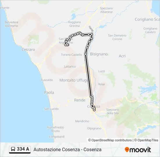 334 A Bus Line Map