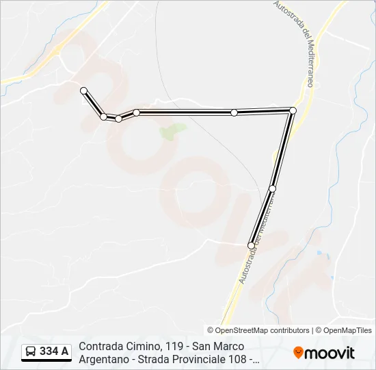 334 A Bus Line Map