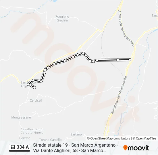 334 A Bus Line Map
