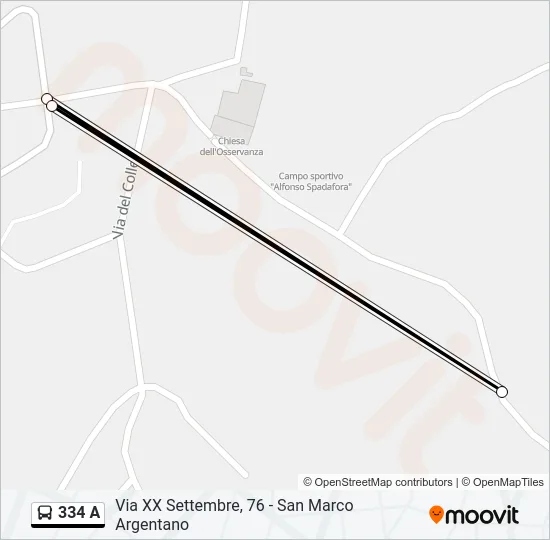 334 A Bus Line Map