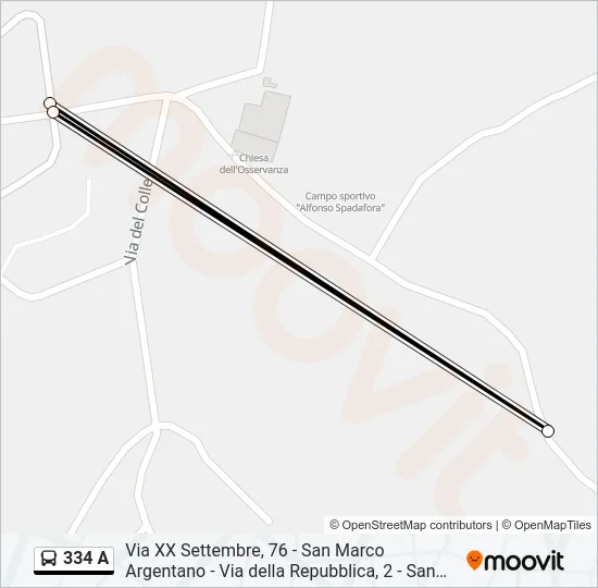 334 A Bus Line Map