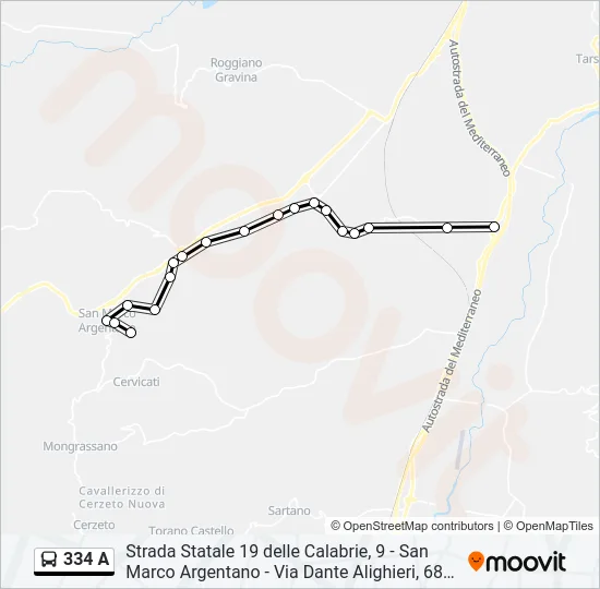 334 A Bus Line Map
