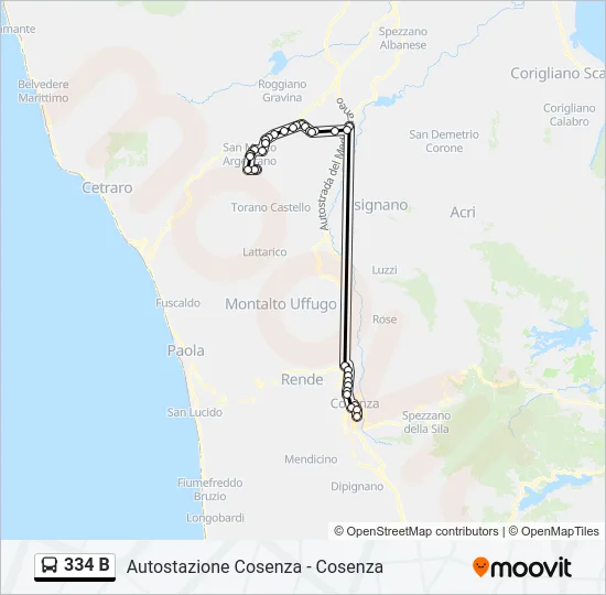 334 B Bus Line Map