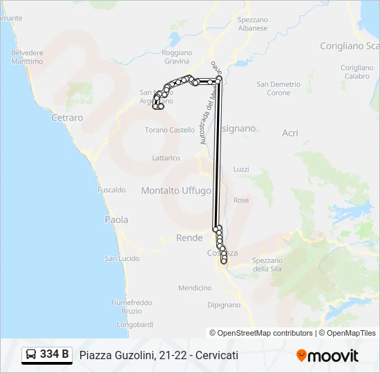 334 B Bus Line Map