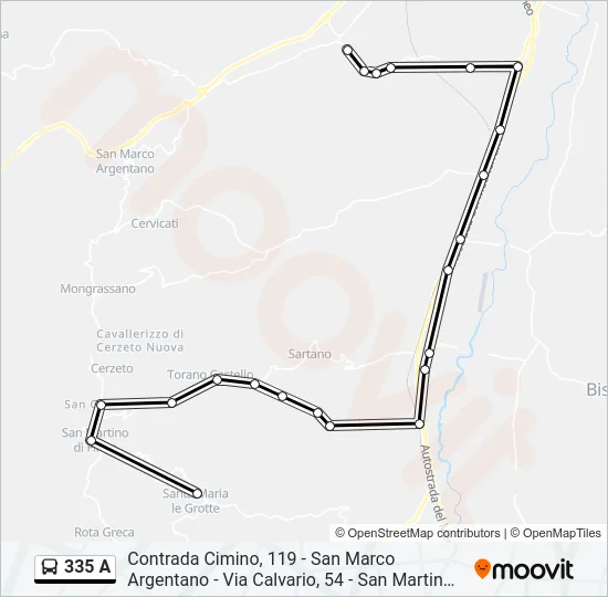 335 A Bus Line Map