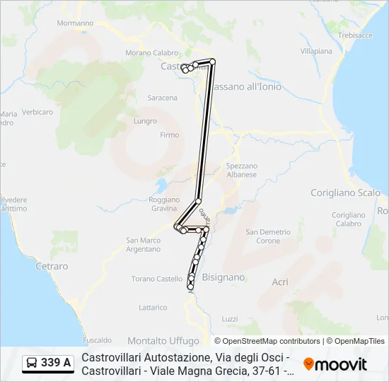 339 A Bus Line Map
