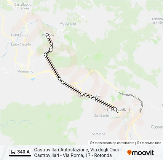 340 A Bus Line Map