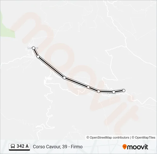 342 A Bus Line Map