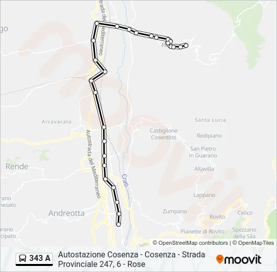 343 A Bus Line Map