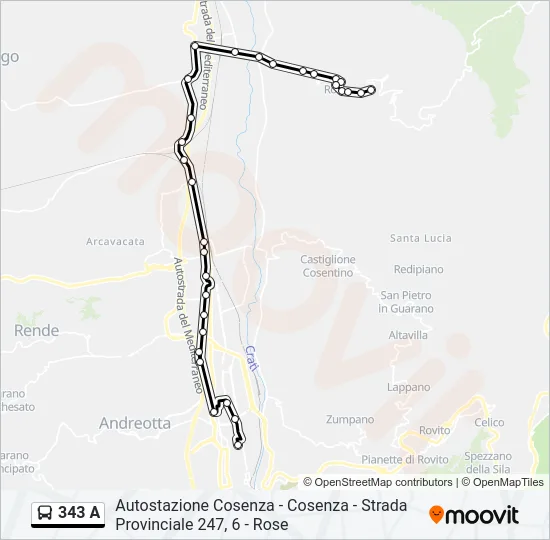 343 A Bus Line Map