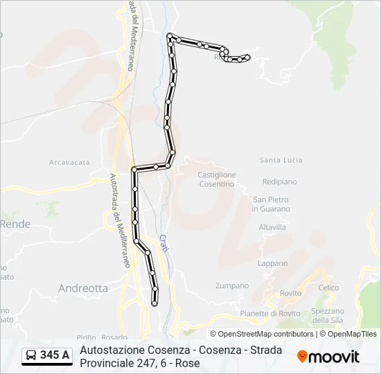 345 A Bus Line Map
