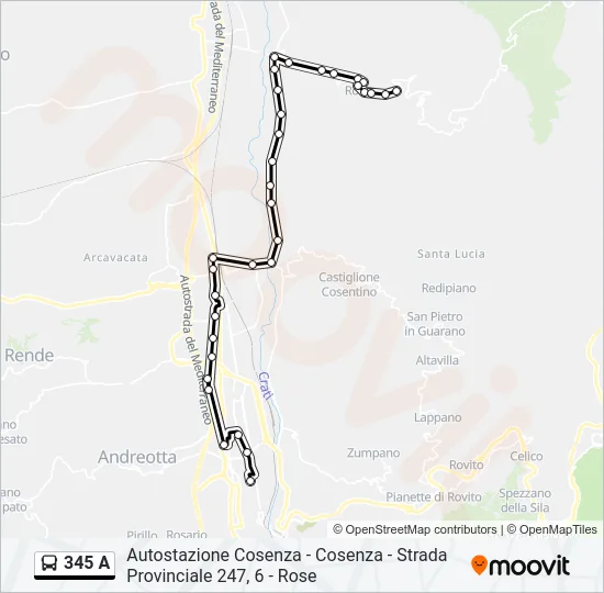345 A Bus Line Map