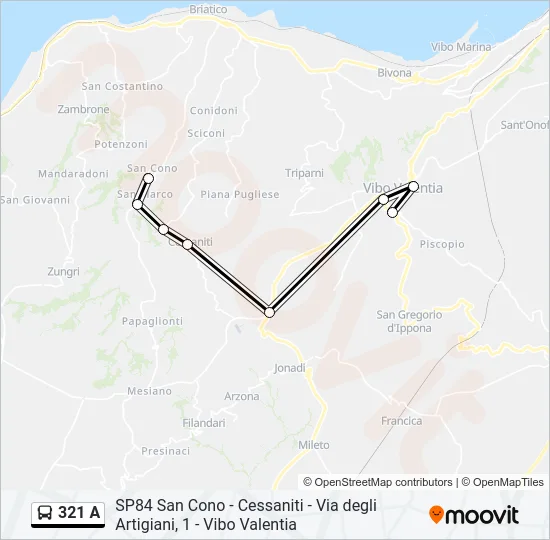 321 A Bus Line Map