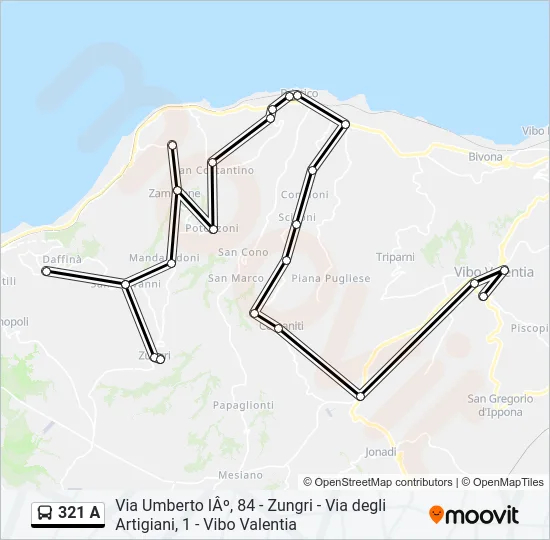 321 A Bus Line Map