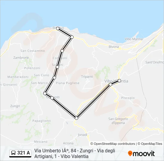 321 A Bus Line Map