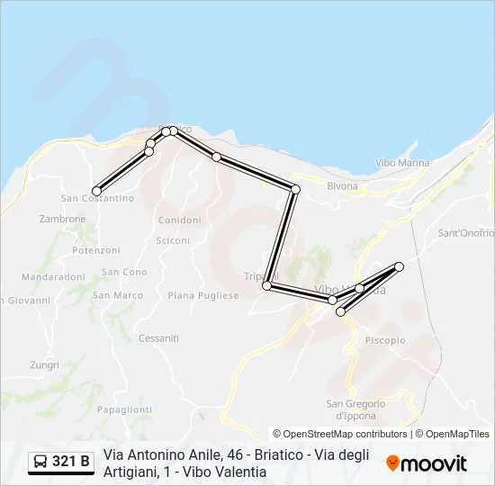 321 B Bus Line Map