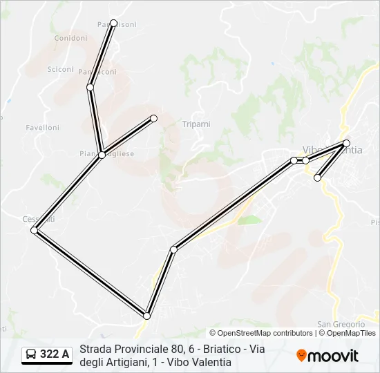 322 A Bus Line Map