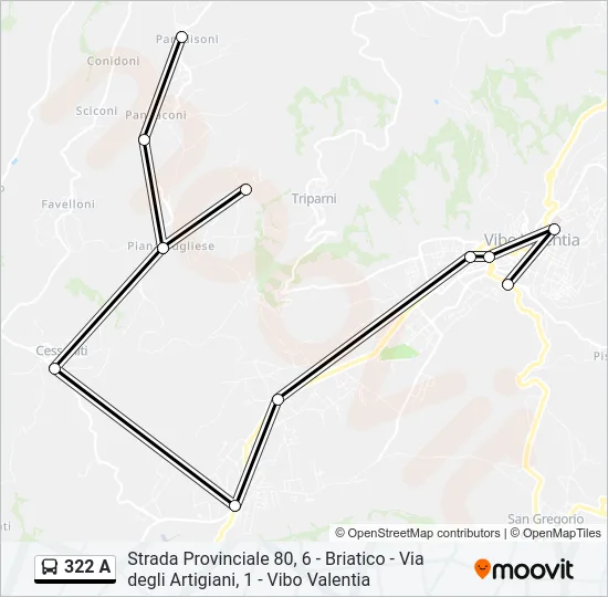 322 A Bus Line Map