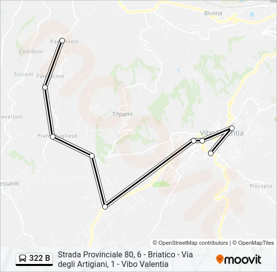 322 B Bus Line Map