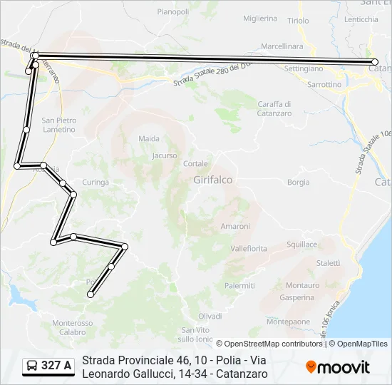 327 A Bus Line Map