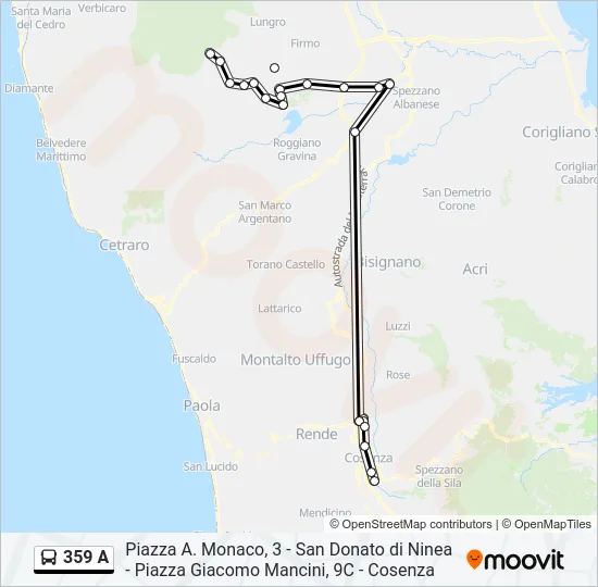 359 A Bus Line Map
