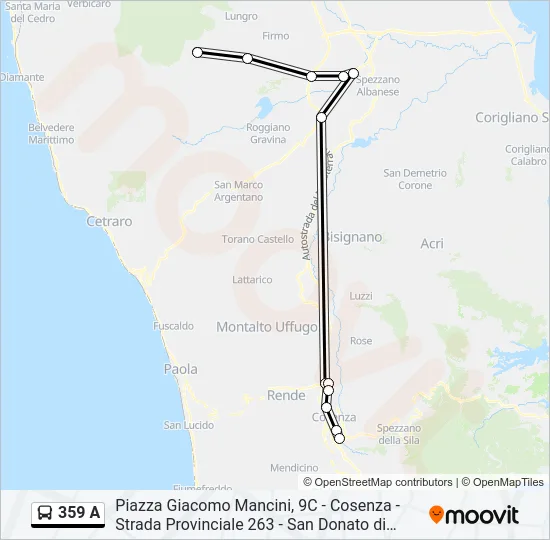 Percorso linea bus 359 A