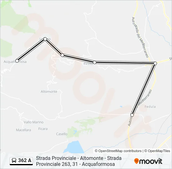 Percorso linea bus 362 A