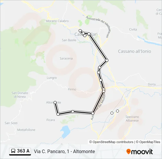 363 A Bus Line Map