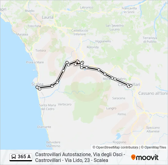 365 A Bus Line Map