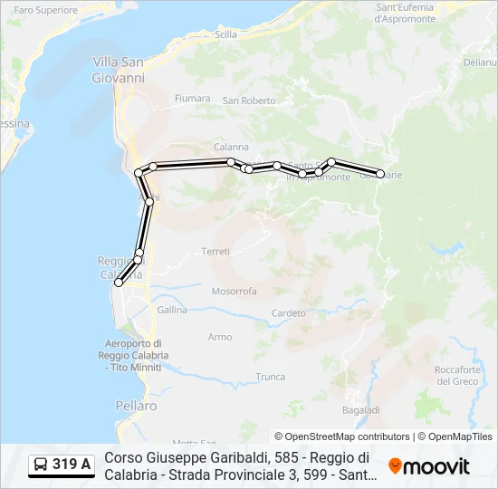 Percorso linea bus 319 A