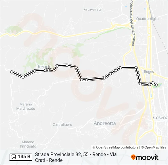 135 B Bus Line Map