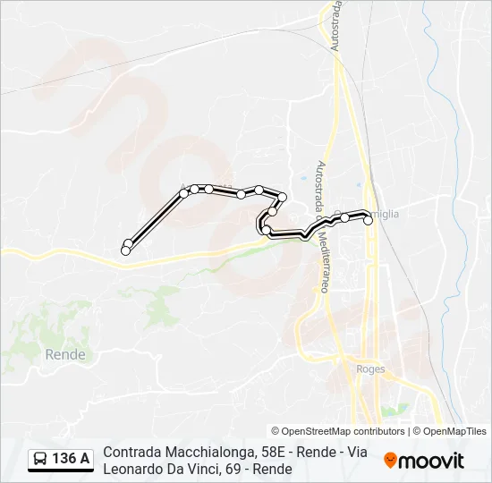136 A Bus Line Map