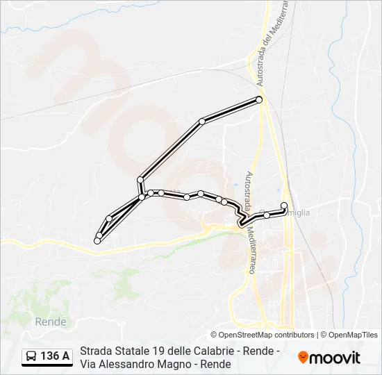 136 A Bus Line Map