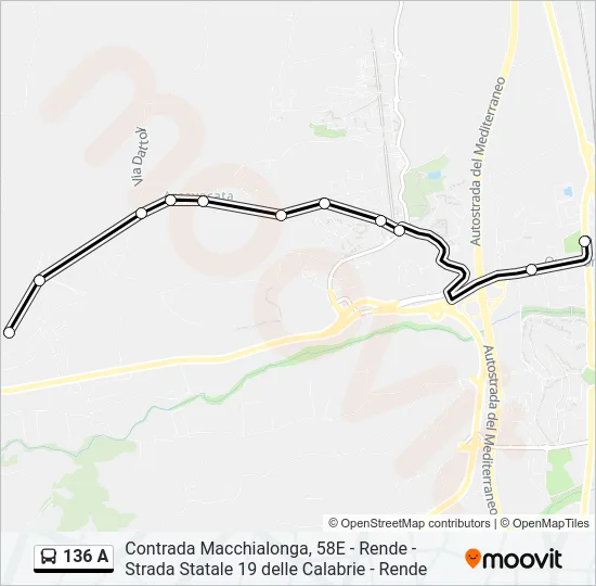 136 A Bus Line Map